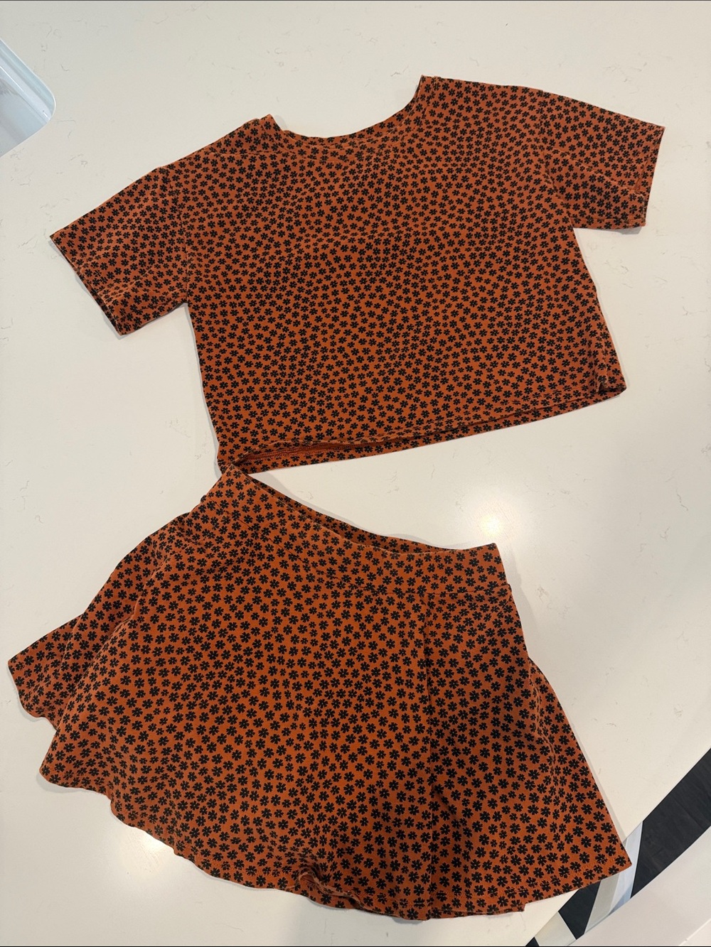 GAP Rust Brown and Black Floral Kids Skort Set
